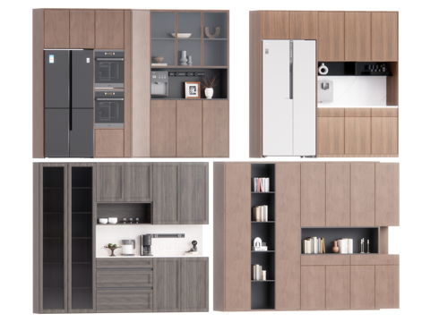 中古风餐边柜 橱柜su模型