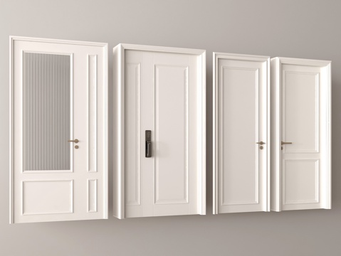 室内门设计 入户门 玻璃木门 双开门 家居门su模型