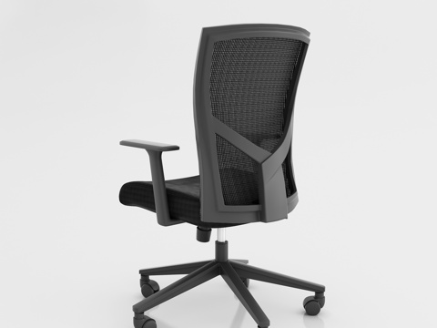 现代办公室 黑色网布尼龙脚架职员椅 员工椅 办公椅白底图3d模型 