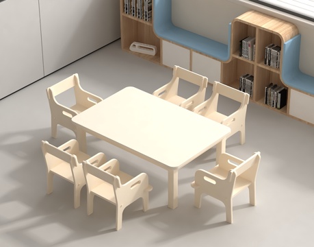 儿童学习桌椅 幼儿园家具 童趣家具 早教家具 儿童活动区su模型