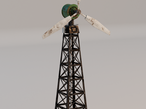  风车 风力发电风车 风力发电机 工业风风车su模型 