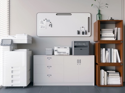 书柜打印机su模型