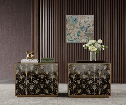 意式轻奢床头柜su模型