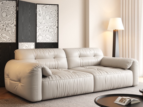 现代双人沙发 茶几组合su模型