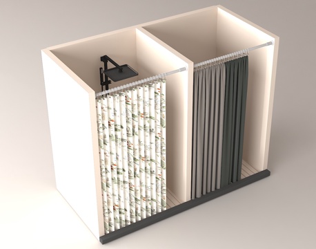 防霉浴帘 卫生间帘 浴室隐私帘 浴室隔断 防水浴帘su模型