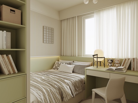 现代榻榻米卧室su模型