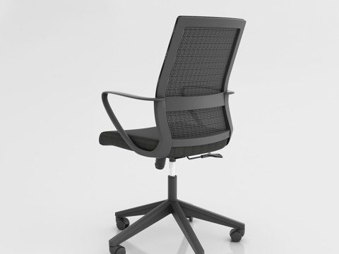  现代办公室 黑色网布尼龙脚架职员椅 员工椅 办公椅白底图3d模型 