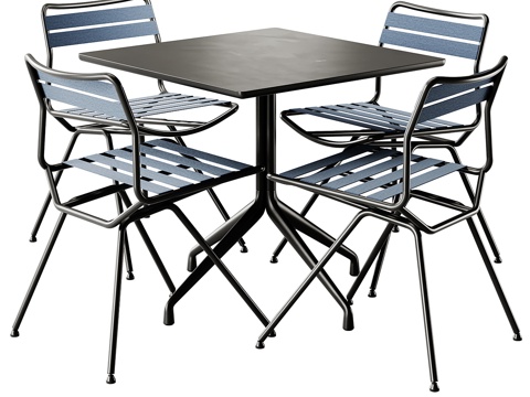  现代意式户外休闲桌椅 金属桌椅3d模型 