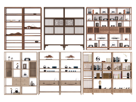 新中式博古架su模型