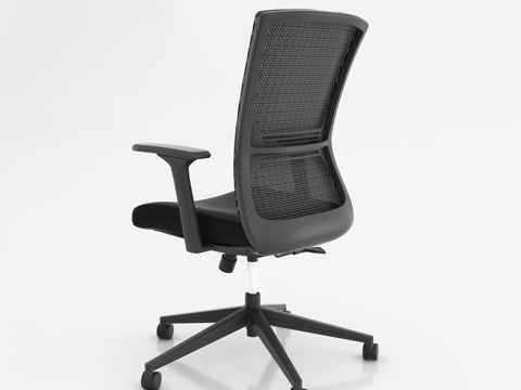  现代办公室 黑色网布尼龙脚架职员椅 员工椅 办公椅3d模型 