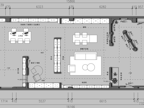 全屋定制展厅平面图 家具展厅 木作展厅 全屋定制专卖店cad施工图
