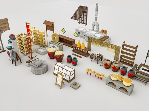 农具小品 农耕小品 乡村小品su模型