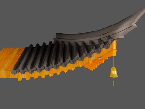 中式屋檐惊鸟铃su模型