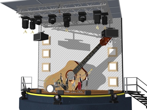 现代舞台 小舞台 室内舞台 时尚音乐舞台su模型