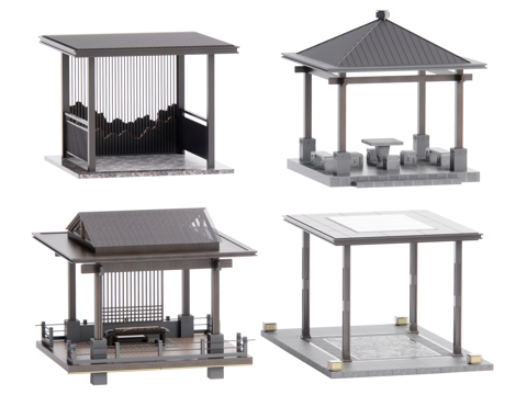 新中式凉亭su模型