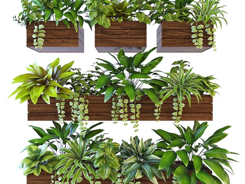 现代花盆 花坛花体 绿植花箱 室外绿植堆su模型