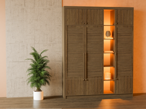 侘寂中古装饰柜su模型