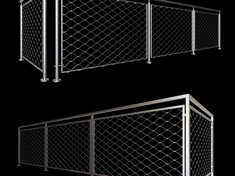 金属网护栏 栏杆 金属网围墙 钢丝网护栏 金属网围栏su模型