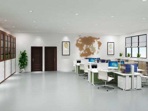  现代办公室 会议室 办公大厅3d模型 