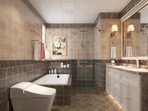  简欧卫生间3D模型3d模型 