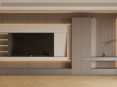 现代意式电视背景墙 轻奢意式客厅 客厅背景墙 大理石背景墙su模型