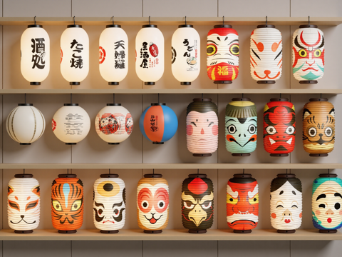 日式居酒屋灯笼su模型