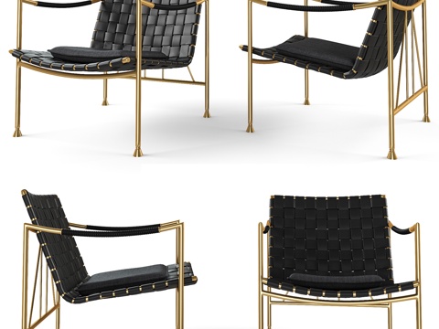 现代休闲椅  铁艺滕编椅  户外椅  简易单椅su模型