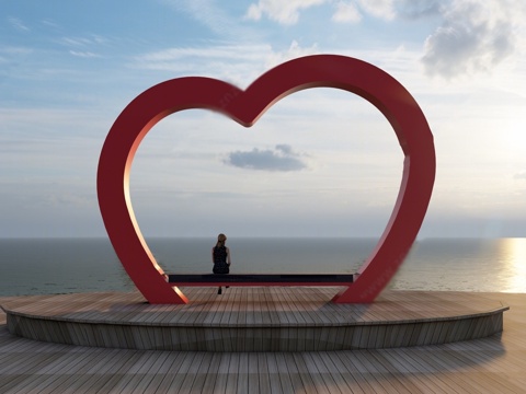 现代爱心雕塑小品 抽象su模型