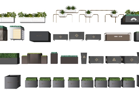 花箱 花钵 树箱su模型