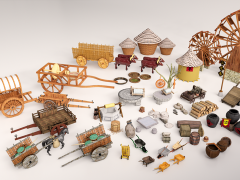 农具小品 农耕小品 乡村小品su模型