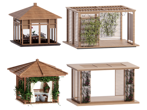 现代廊架 凉亭su模型