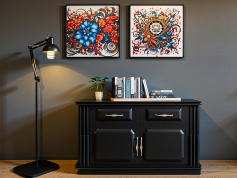 现代装饰挂画su模型