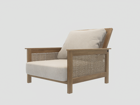 木质单人沙发su模型