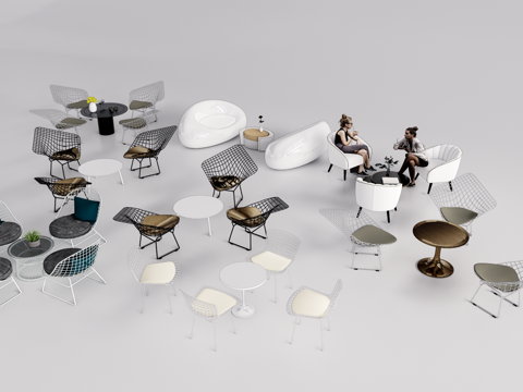 现代金属室外座椅 户外成品座椅su模型