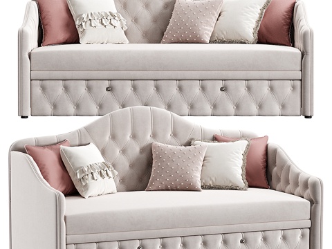  美式简约儿童布艺沙发3d模型 