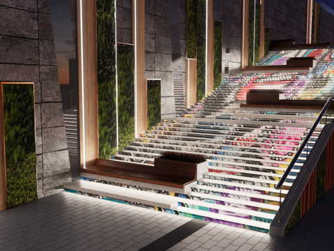 网红台阶 网红楼梯su模型