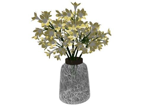 现代花瓶花艺植物装饰摆件su模型