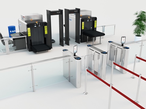 闸机 安检 门禁闸机su模型