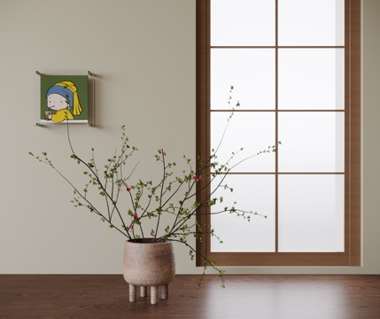 现代插花花艺 花瓶花艺 挂画su模型