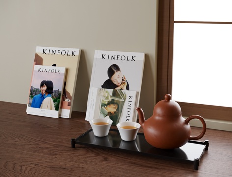 现代茶具摆件 书籍摆件su模型