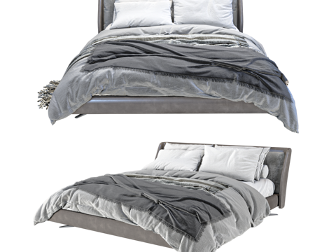  现代双人床 双人床3d模型 