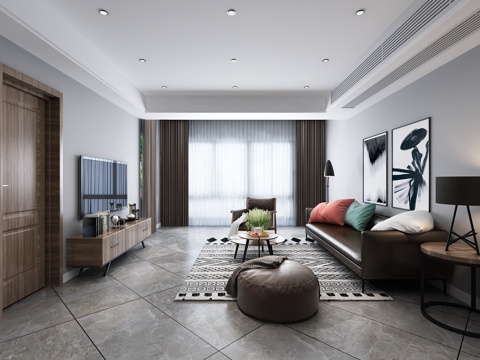  美式现代简美客餐厅3d模型 