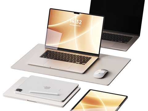  苹果设备套装3d模型 