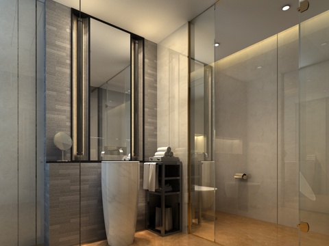  酒店卫生间 新中式卫生间3d模型 