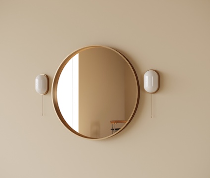 现代浴室镜子 壁灯su模型