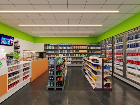  现代连锁便利店3d模型 