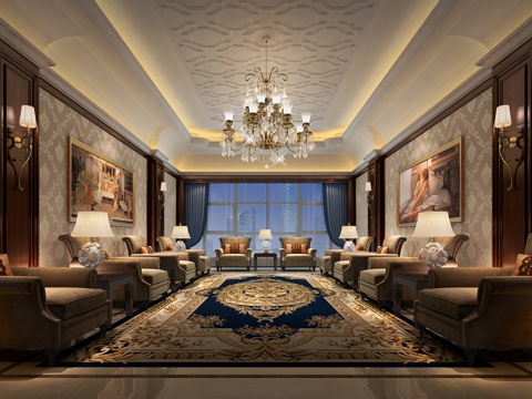  欧式接待室 会客室3d模型 