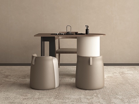 现代茶桌椅茶台su模型