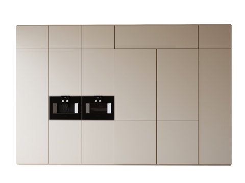 现代餐边柜 冰箱柜 隐藏式冰箱su模型