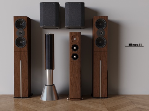 落地音响低音炮 壁挂音响影音设备su模型